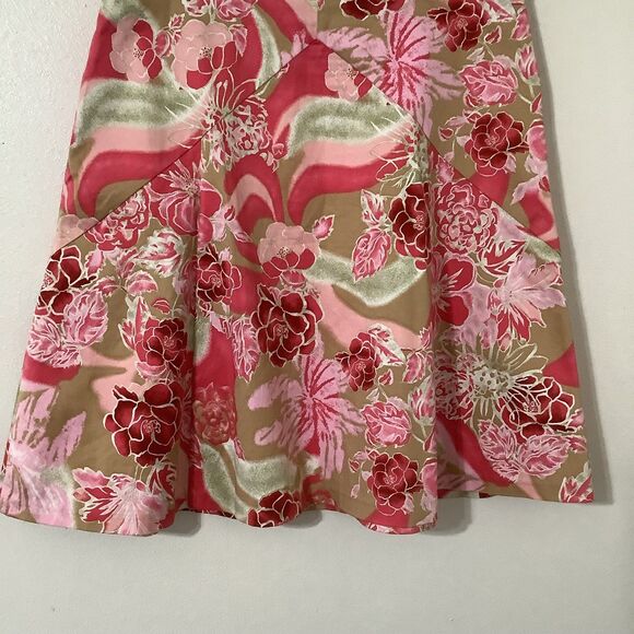 Express Red Floral Vintage Y2K Tropical Beachy Vacation Boho Pleated Skirt 10 - Picture 6 of 10